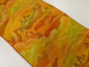 リサイクル　手織り紬遠山模様織出し名古屋帯